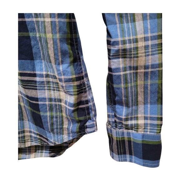 Vince Blue Plaid Button Front Cotton Shirt Small - Picture 4 of 5